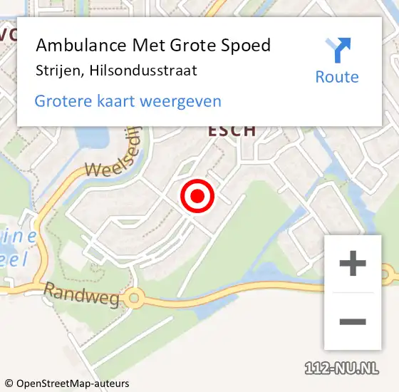 Locatie op kaart van de 112 melding: Ambulance Met Grote Spoed Naar Strijen, Hilsondusstraat op 4 juli 2024 21:44