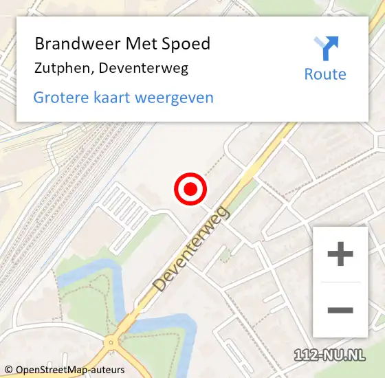 Locatie op kaart van de 112 melding: Brandweer Met Spoed Naar Zutphen, Deventerweg op 4 juli 2024 21:44