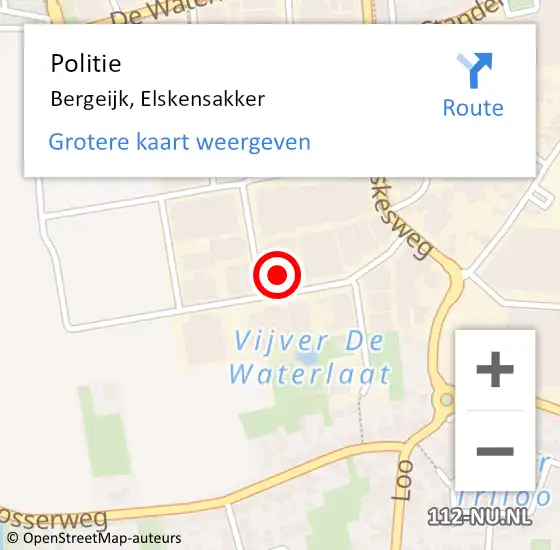 Locatie op kaart van de 112 melding: Politie Bergeijk, Elskensakker op 4 juli 2024 21:58