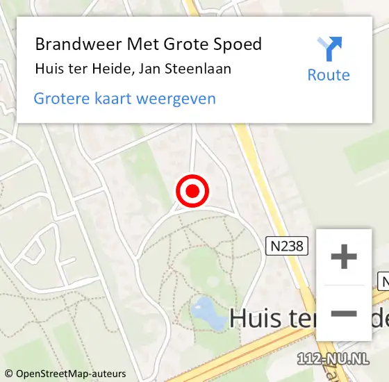 Locatie op kaart van de 112 melding: Brandweer Met Grote Spoed Naar Huis ter Heide, Jan Steenlaan op 4 juli 2024 22:05