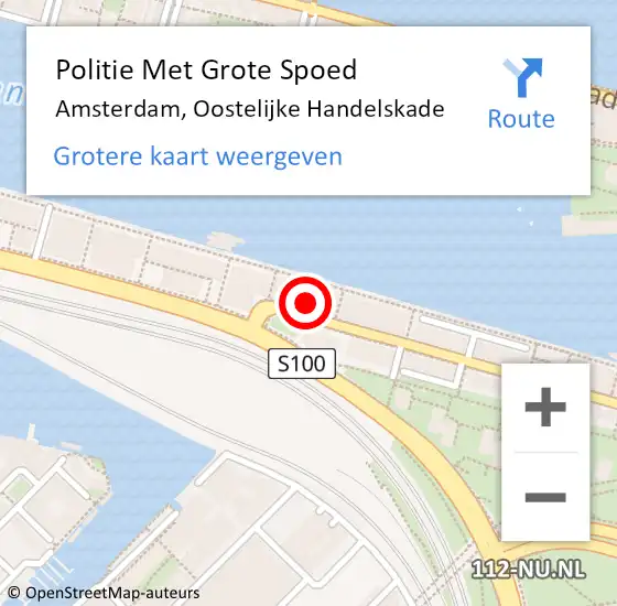 Locatie op kaart van de 112 melding: Politie Met Grote Spoed Naar Amsterdam, Oostelijke Handelskade op 4 juli 2024 22:10