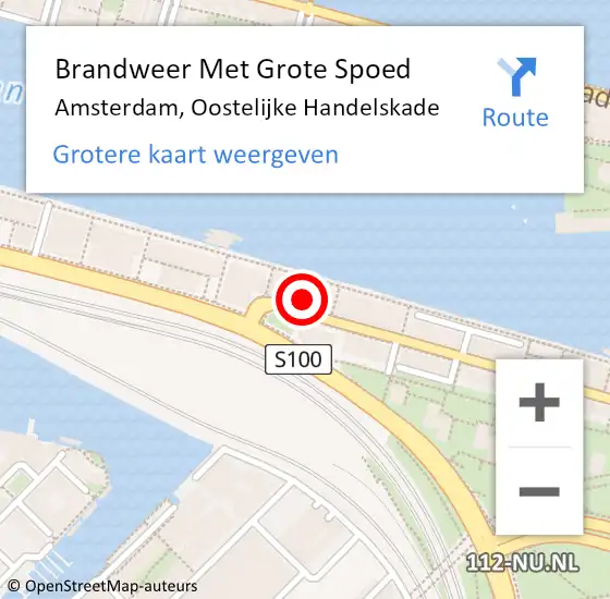 Locatie op kaart van de 112 melding: Brandweer Met Grote Spoed Naar Amsterdam, Oostelijke Handelskade op 4 juli 2024 22:10