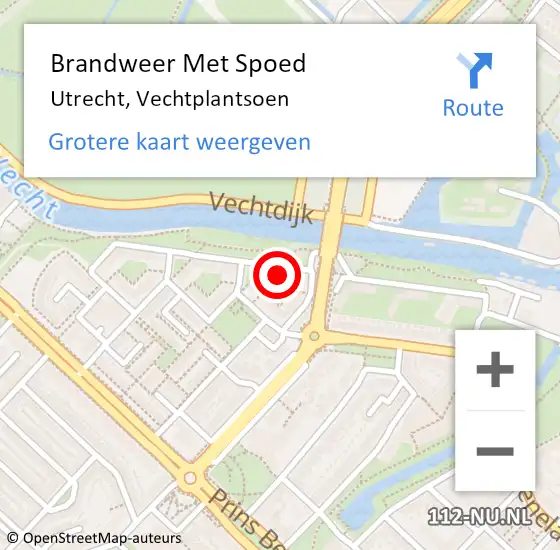 Locatie op kaart van de 112 melding: Brandweer Met Spoed Naar Utrecht, Vechtplantsoen op 4 juli 2024 22:13