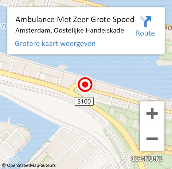 Locatie op kaart van de 112 melding: Ambulance Met Zeer Grote Spoed Naar Amsterdam, Oostelijke Handelskade op 4 juli 2024 22:14