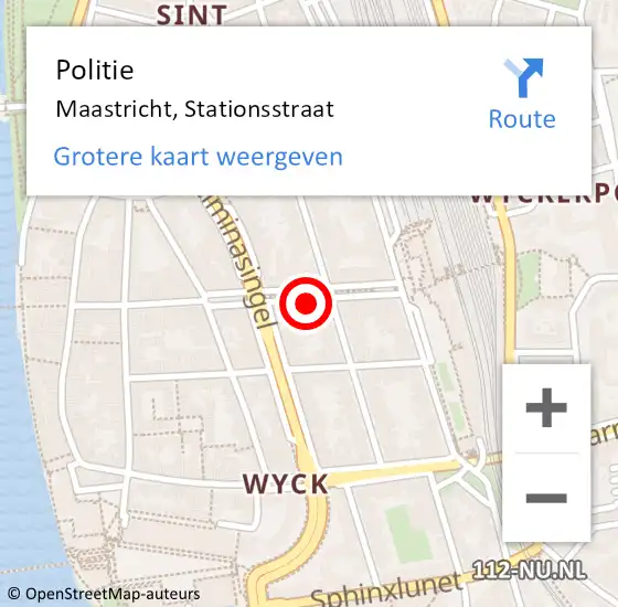 Locatie op kaart van de 112 melding: Politie Maastricht, Stationsstraat op 4 juli 2024 22:31