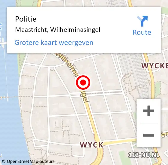 Locatie op kaart van de 112 melding: Politie Maastricht, Wilhelminasingel op 4 juli 2024 22:31