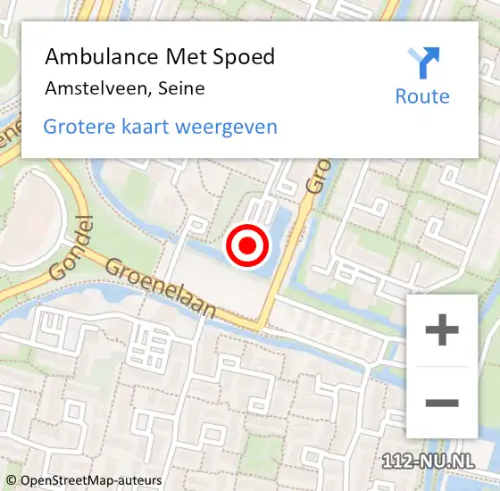 Locatie op kaart van de 112 melding: Ambulance Met Spoed Naar Amstelveen, Seine op 4 juli 2024 22:43