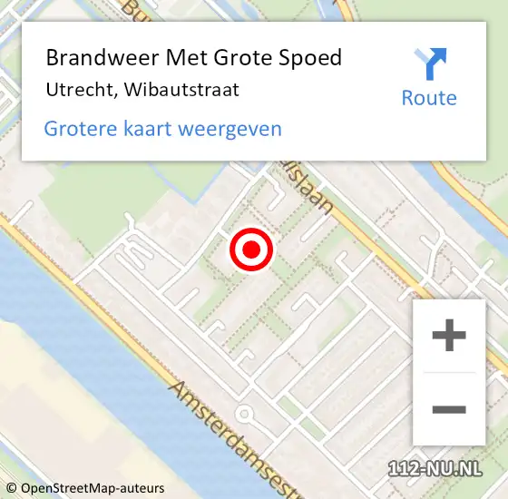 Locatie op kaart van de 112 melding: Brandweer Met Grote Spoed Naar Utrecht, Wibautstraat op 4 juli 2024 22:46