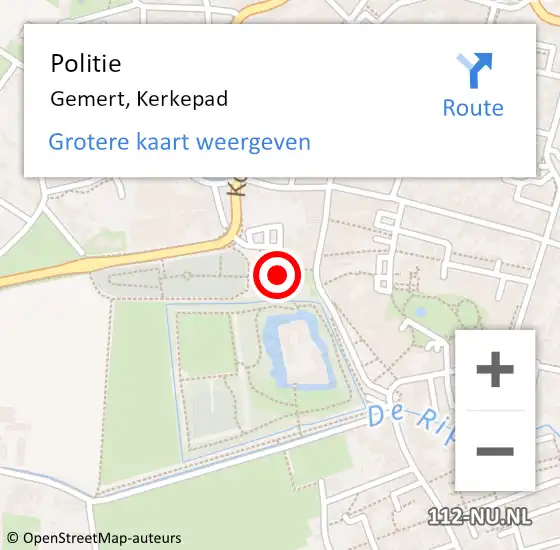 Locatie op kaart van de 112 melding: Politie Gemert, Kerkepad op 4 juli 2024 22:50