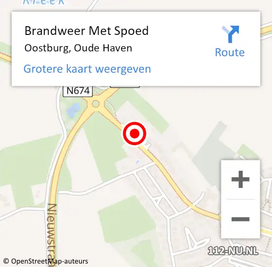 Locatie op kaart van de 112 melding: Brandweer Met Spoed Naar Oostburg, Oude Haven op 4 juli 2024 23:00