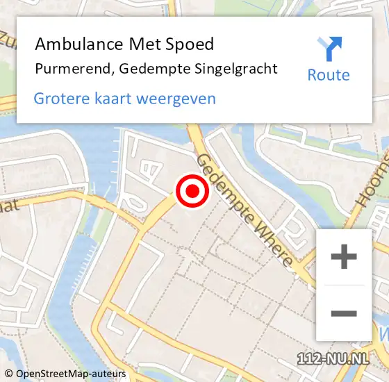 Locatie op kaart van de 112 melding: Ambulance Met Spoed Naar Purmerend, Gedempte Singelgracht op 4 juli 2024 23:00