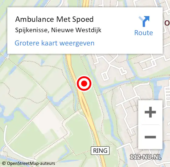 Locatie op kaart van de 112 melding: Ambulance Met Spoed Naar Spijkenisse, Nieuwe Westdijk op 4 juli 2024 23:09