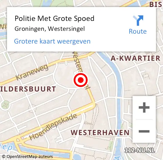 Locatie op kaart van de 112 melding: Politie Met Grote Spoed Naar Groningen, Westersingel op 4 juli 2024 23:20