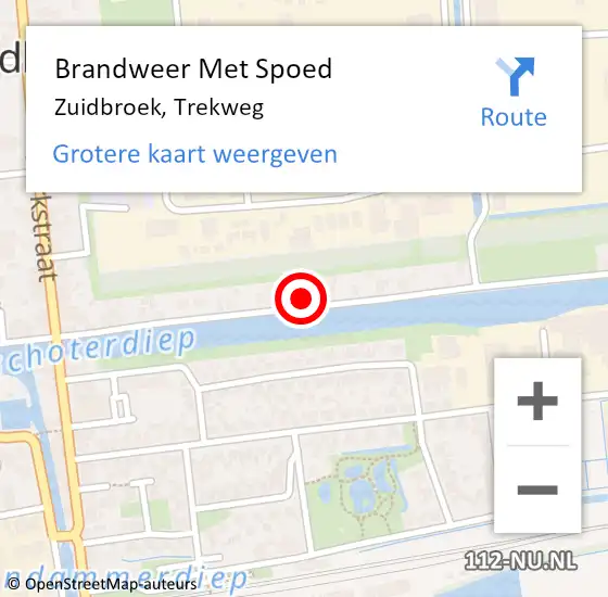 Locatie op kaart van de 112 melding: Brandweer Met Spoed Naar Zuidbroek, Trekweg op 4 juli 2024 23:24