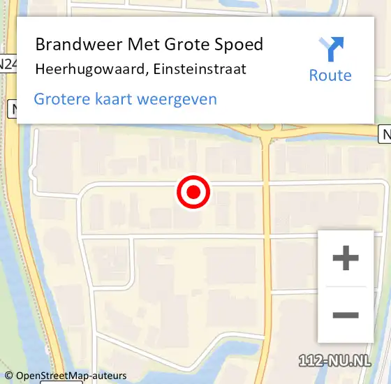 Locatie op kaart van de 112 melding: Brandweer Met Grote Spoed Naar Heerhugowaard, Einsteinstraat op 4 juli 2024 23:58