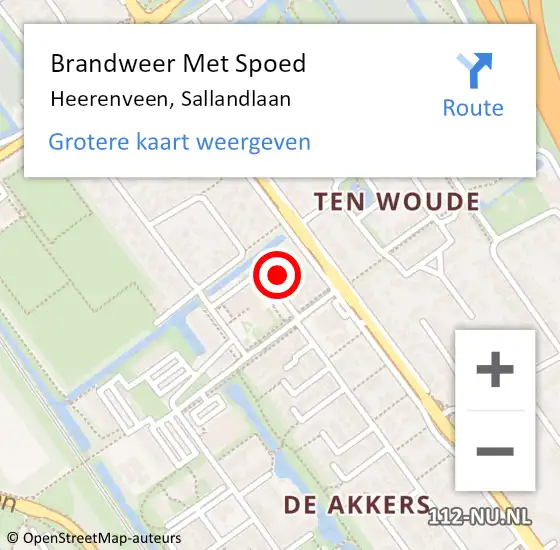 Locatie op kaart van de 112 melding: Brandweer Met Spoed Naar Heerenveen, Sallandlaan op 5 juli 2024 00:40