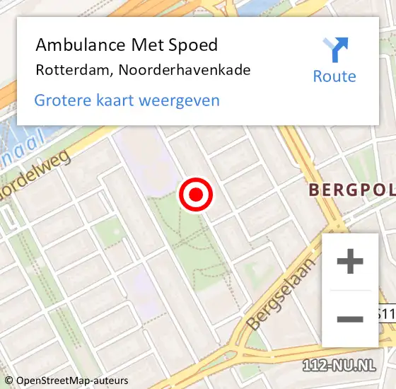 Locatie op kaart van de 112 melding: Ambulance Met Spoed Naar Rotterdam, Noorderhavenkade op 5 juli 2024 00:44