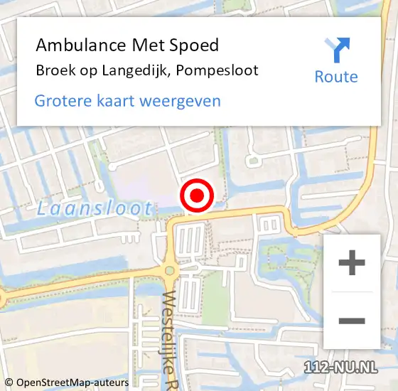 Locatie op kaart van de 112 melding: Ambulance Met Spoed Naar Broek op Langedijk, Pompesloot op 5 juli 2024 01:42