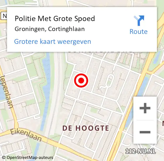 Locatie op kaart van de 112 melding: Politie Met Grote Spoed Naar Groningen, Cortinghlaan op 5 juli 2024 02:25