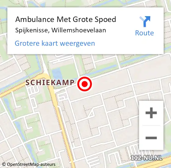 Locatie op kaart van de 112 melding: Ambulance Met Grote Spoed Naar Spijkenisse, Willemshoevelaan op 5 juli 2024 02:29