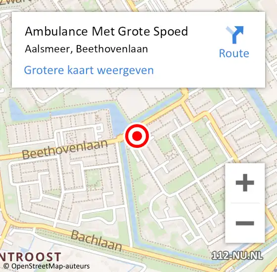 Locatie op kaart van de 112 melding: Ambulance Met Grote Spoed Naar Aalsmeer, Beethovenlaan op 5 juli 2024 02:51