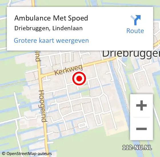 Locatie op kaart van de 112 melding: Ambulance Met Spoed Naar Driebruggen, Lindenlaan op 5 juli 2024 02:51