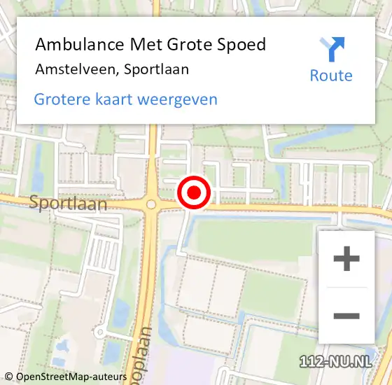 Locatie op kaart van de 112 melding: Ambulance Met Grote Spoed Naar Amstelveen, Sportlaan op 5 juli 2024 03:04