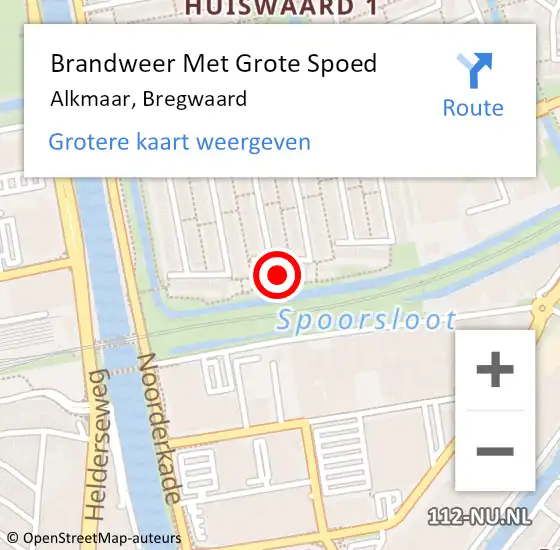 Locatie op kaart van de 112 melding: Brandweer Met Grote Spoed Naar Alkmaar, Bregwaard op 5 juli 2024 04:33