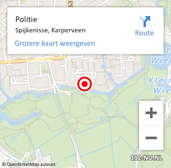 Locatie op kaart van de 112 melding: Politie Spijkenisse, Karperveen op 5 juli 2024 04:37