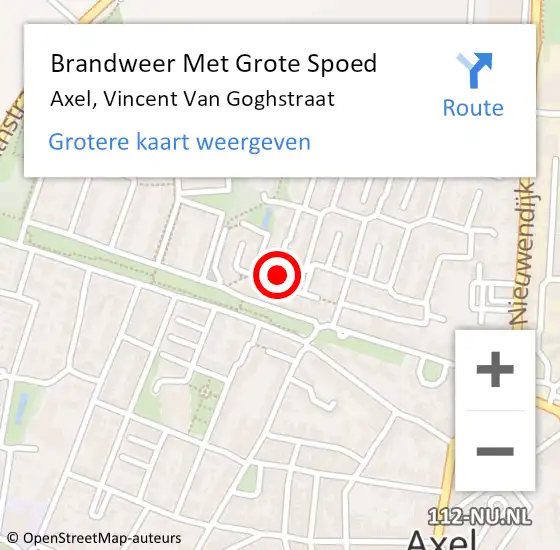 Locatie op kaart van de 112 melding: Brandweer Met Grote Spoed Naar Axel, Vincent Van Goghstraat op 11 oktober 2014 22:19