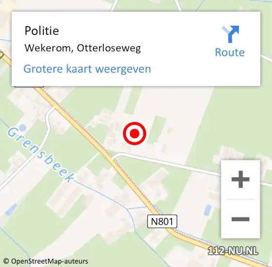 Locatie op kaart van de 112 melding: Politie Wekerom, Otterloseweg op 5 juli 2024 06:28