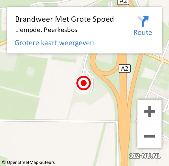 Locatie op kaart van de 112 melding: Brandweer Met Grote Spoed Naar Liempde, Peerkesbos op 5 juli 2024 07:13