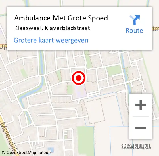 Locatie op kaart van de 112 melding: Ambulance Met Grote Spoed Naar Klaaswaal, Klaverbladstraat op 5 juli 2024 07:28