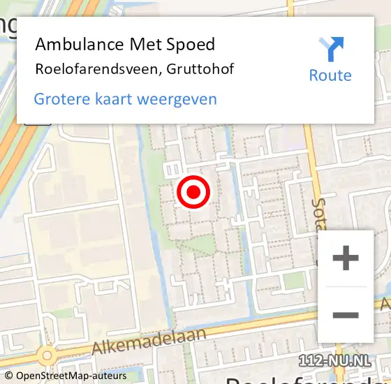 Locatie op kaart van de 112 melding: Ambulance Met Spoed Naar Roelofarendsveen, Gruttohof op 5 juli 2024 08:34