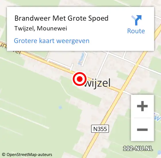 Locatie op kaart van de 112 melding: Brandweer Met Grote Spoed Naar Twijzel, Mounewei op 5 juli 2024 08:34