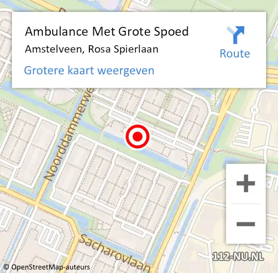 Locatie op kaart van de 112 melding: Ambulance Met Grote Spoed Naar Amstelveen, Rosa Spierlaan op 5 juli 2024 08:43