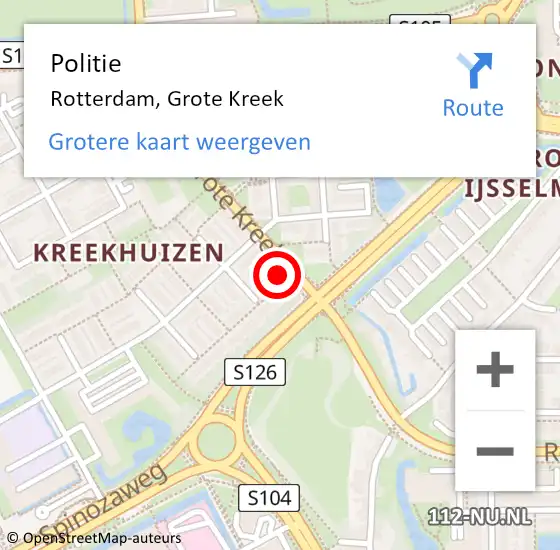 Locatie op kaart van de 112 melding: Politie Rotterdam, Grote Kreek op 5 juli 2024 08:54