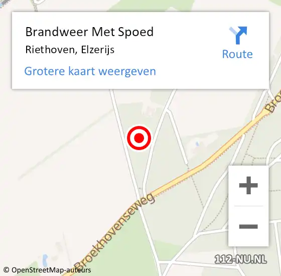 Locatie op kaart van de 112 melding: Brandweer Met Spoed Naar Riethoven, Elzerijs op 5 juli 2024 09:06