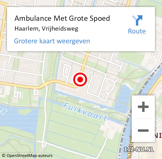 Locatie op kaart van de 112 melding: Ambulance Met Grote Spoed Naar Haarlem, Vrijheidsweg op 5 juli 2024 09:20