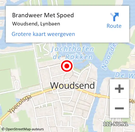 Locatie op kaart van de 112 melding: Brandweer Met Spoed Naar Woudsend, Lynbaen op 5 juli 2024 09:27