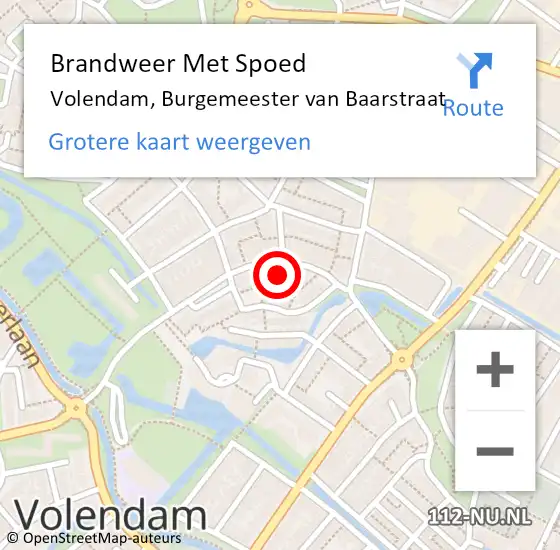 Locatie op kaart van de 112 melding: Brandweer Met Spoed Naar Volendam, Burgemeester van Baarstraat op 5 juli 2024 09:31