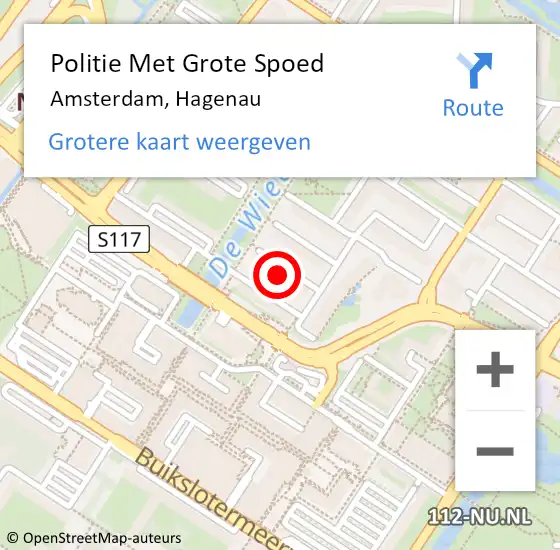 Locatie op kaart van de 112 melding: Politie Met Grote Spoed Naar Amsterdam, Hagenau op 5 juli 2024 09:54