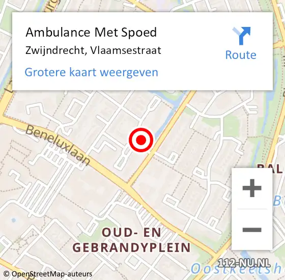 Locatie op kaart van de 112 melding: Ambulance Met Spoed Naar Zwijndrecht, Vlaamsestraat op 5 juli 2024 09:58