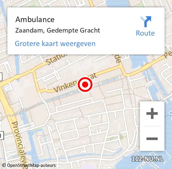 Locatie op kaart van de 112 melding: Ambulance Zaandam, Gedempte Gracht op 5 juli 2024 10:25