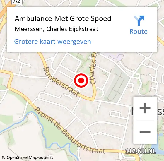 Locatie op kaart van de 112 melding: Ambulance Met Grote Spoed Naar Meerssen, Charles Eijckstraat op 11 oktober 2014 22:54