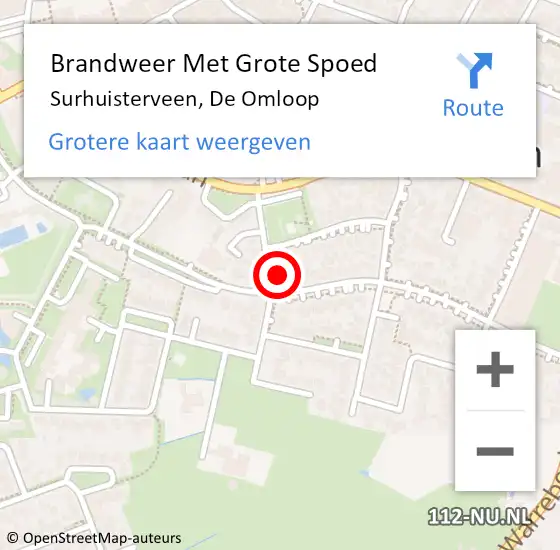 Locatie op kaart van de 112 melding: Brandweer Met Grote Spoed Naar Surhuisterveen, De Omloop op 5 juli 2024 10:41