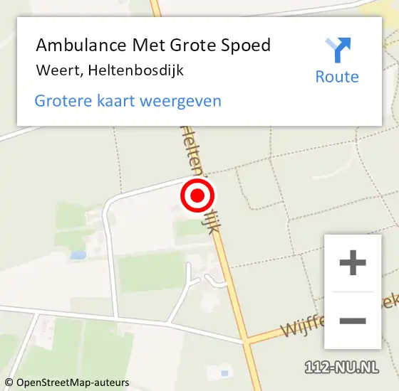 Locatie op kaart van de 112 melding: Ambulance Met Grote Spoed Naar Weert, Heltenbosdijk op 5 juli 2024 10:43