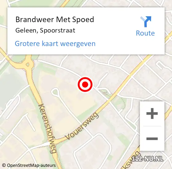 Locatie op kaart van de 112 melding: Brandweer Met Spoed Naar Geleen, Spoorstraat op 5 juli 2024 11:07