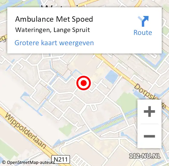 Locatie op kaart van de 112 melding: Ambulance Met Spoed Naar Wateringen, Lange Spruit op 5 juli 2024 11:07