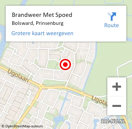 Locatie op kaart van de 112 melding: Brandweer Met Spoed Naar Bolsward, Prinsenburg op 5 juli 2024 11:14